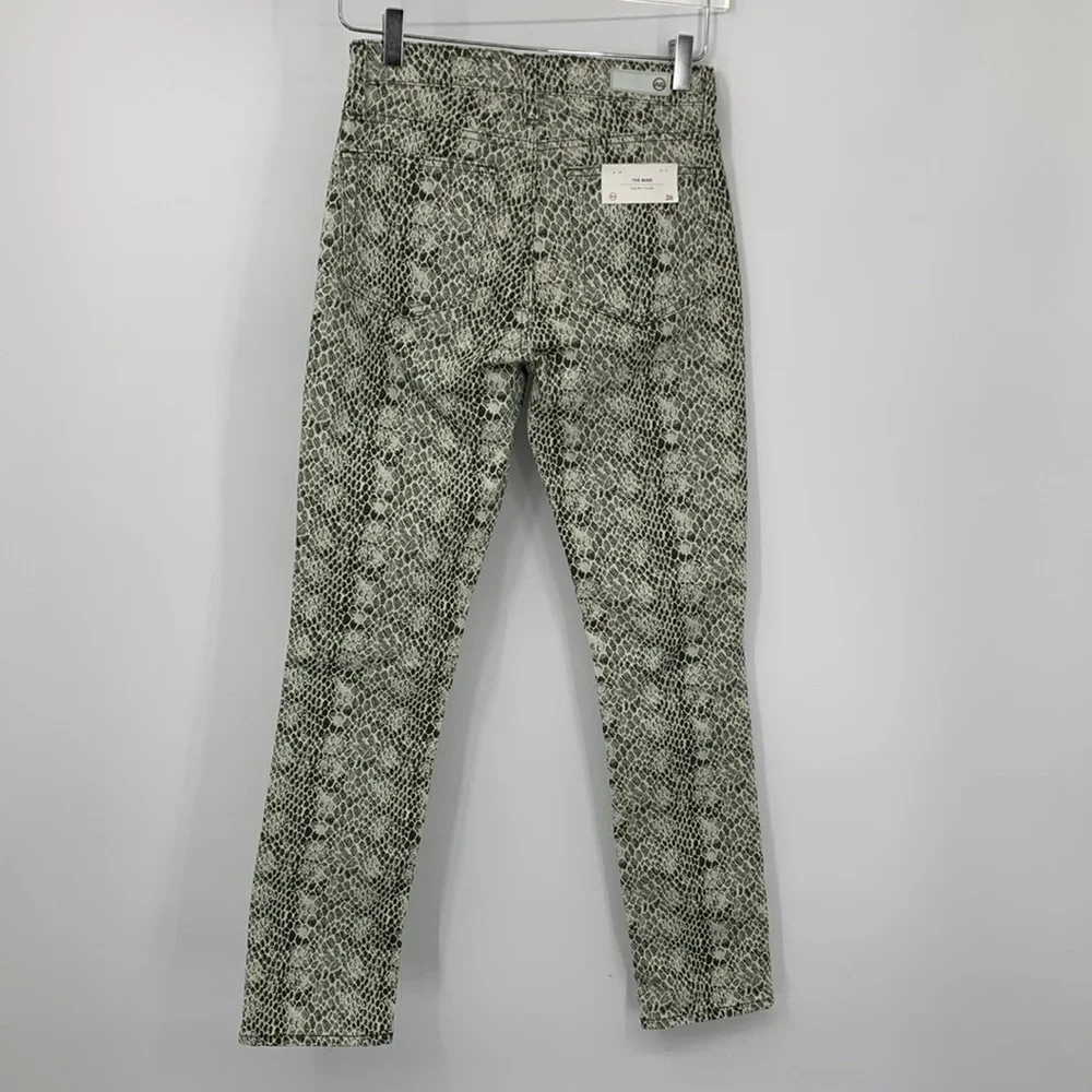 AG Adriano Goldschmied Mari jeans denim snake print hi rise straight leg new 26